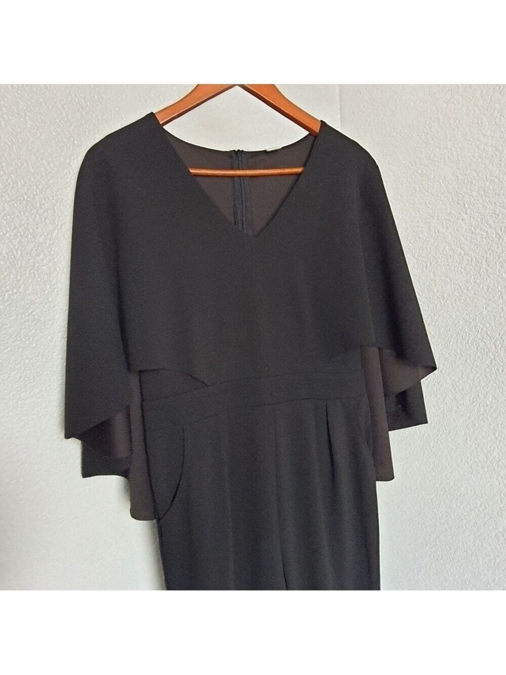 Black Jumpsuit Chic Cape Shawl Attached Womens M